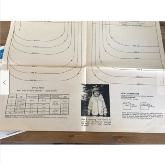 MacPhee Sewing Pattern #230 Knit & Stitch Children's Jacket w/Hand Knit Sleeves - Picture 6 of 6